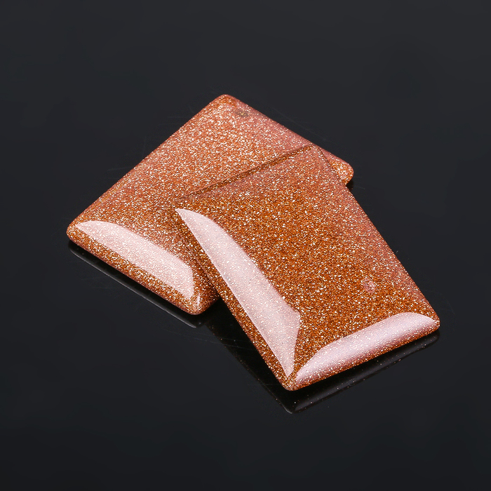 Кабошон "Авантюрин коричневый" прямоугольник 25*35мм (набор 2 шт)