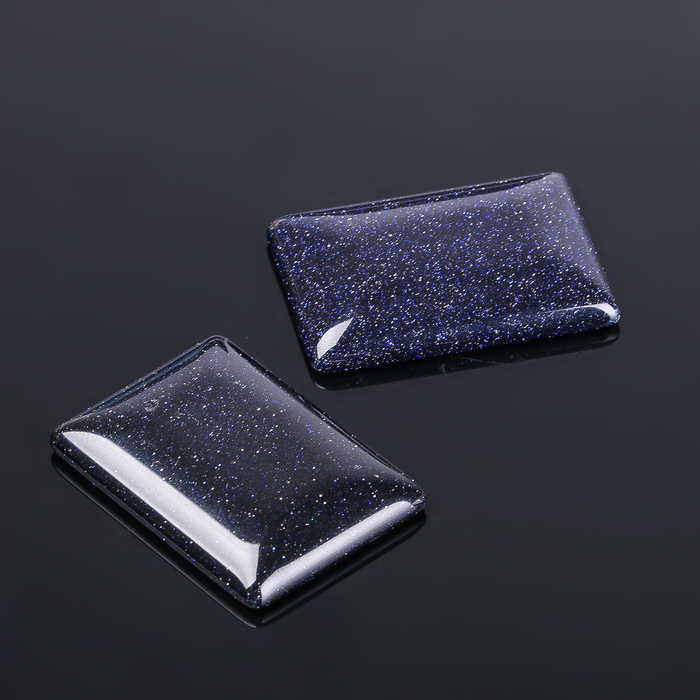 Кабошон "Авантюрин синий" прямоугольник 25*35мм (набор 2шт)