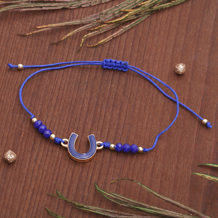 Браслет-оберег "Подкова", цвет синий