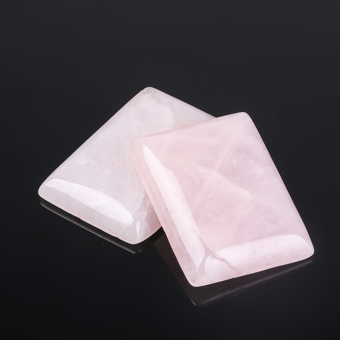Кабошон "Кварц розовый" прямоугольник 25*35мм (набор 2 шт)