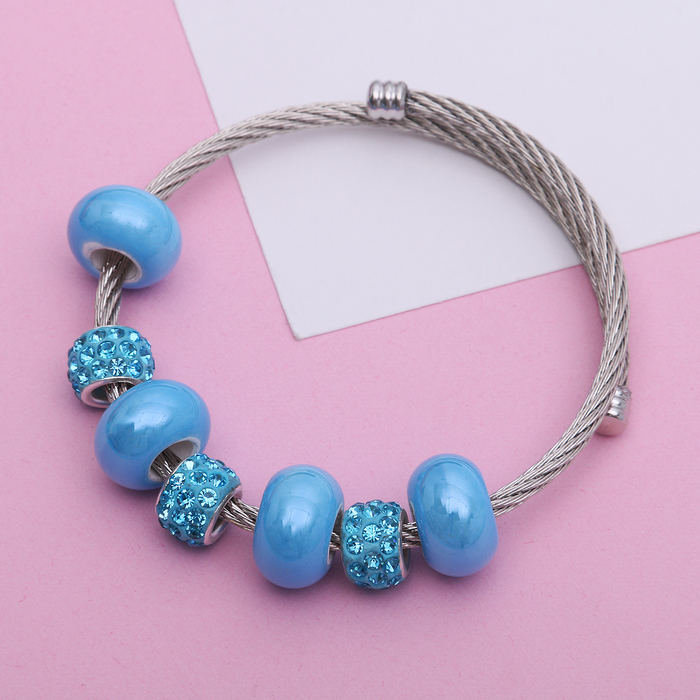 Браслет-пружинка "Марджери", цвет голубой в серебре