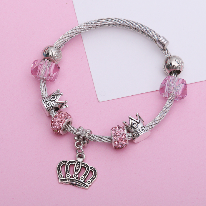 Браслет-пружинка "Марджери", цвет розовый в серебре