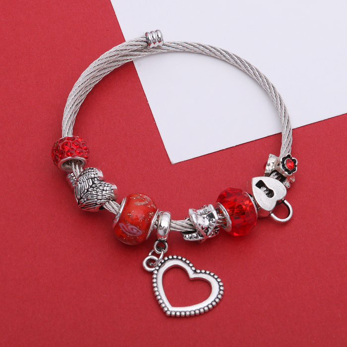 Браслет-пружинка "Марджери", цвет красный в серебре