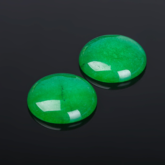 Кабошон "Хризопраз" круг 25мм (набор 2шт)