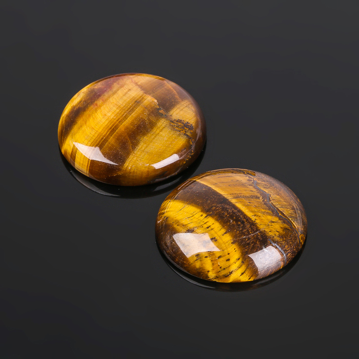 Кабошон "Тигровый глаз" круг 25мм (набор 2шт)