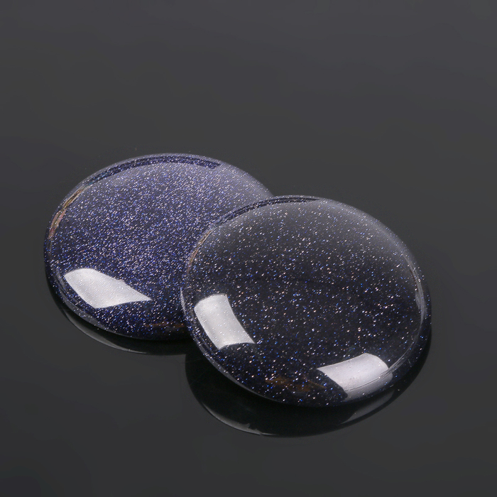 Кабошон "Авантюрин синий" круг 35мм (набор 2шт)