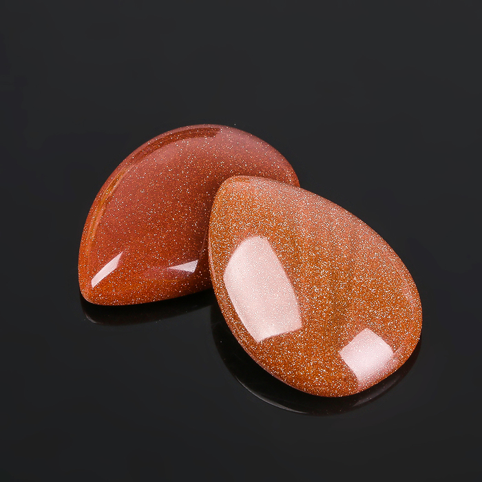 Кабошон "Авантюрин коричневый" капля 18*25мм (набор 2шт)