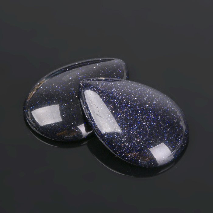 Кабошон "Авантюрин синий" капля 18*25мм (набор 2шт)