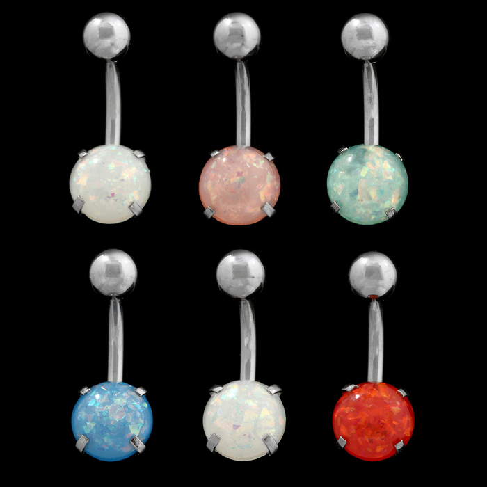 Пирсинг в пупок "Банан" полушар с блестками, цвет МИКС в серебре