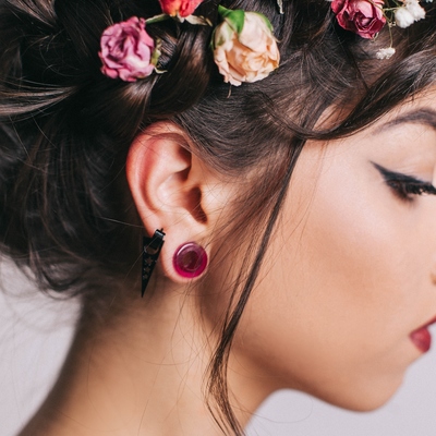 Пирсинг в ухо "Звезды", цвет черный