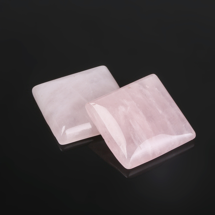 Кабошон "Кварц розовый" квадрат 25*25мм (набор 2шт)