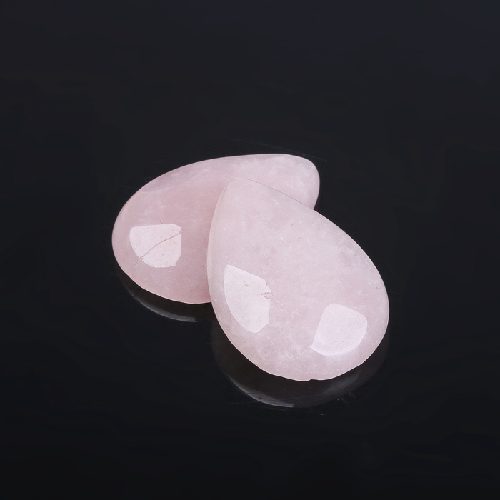 Кабошон "Кварц розовый" капля граненая 18*25мм (набор 2шт)