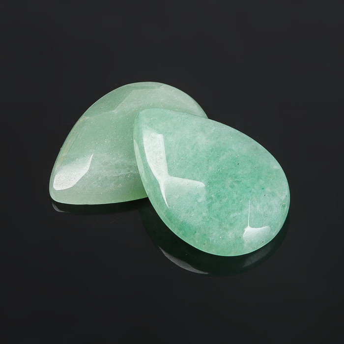 Кабошон "Нефрит" капля граненая 18*25мм (набор 2шт)
