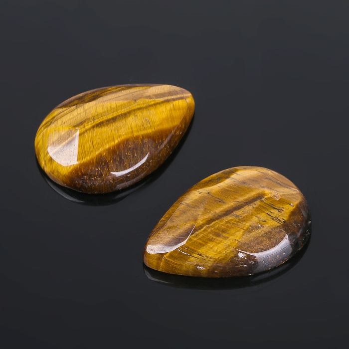 Кабошон "Тигровый глаз" капля граненая 18*25мм (набор 2шт)