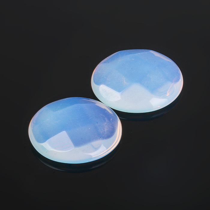 Кабошон "Лунный камень" круг граненый 20мм (набор 2шт)