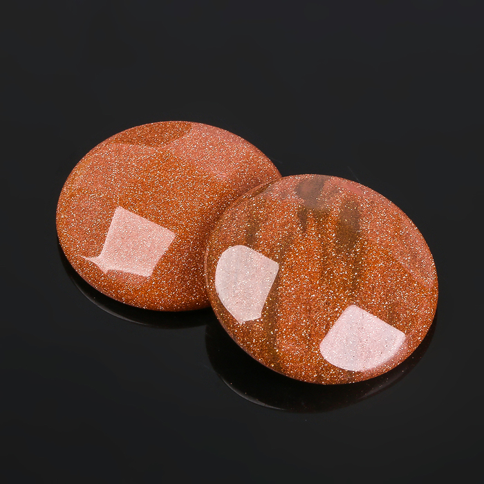 Кабошон "Авантюрин коричневый" круг граненый 20мм (набор 2шт)