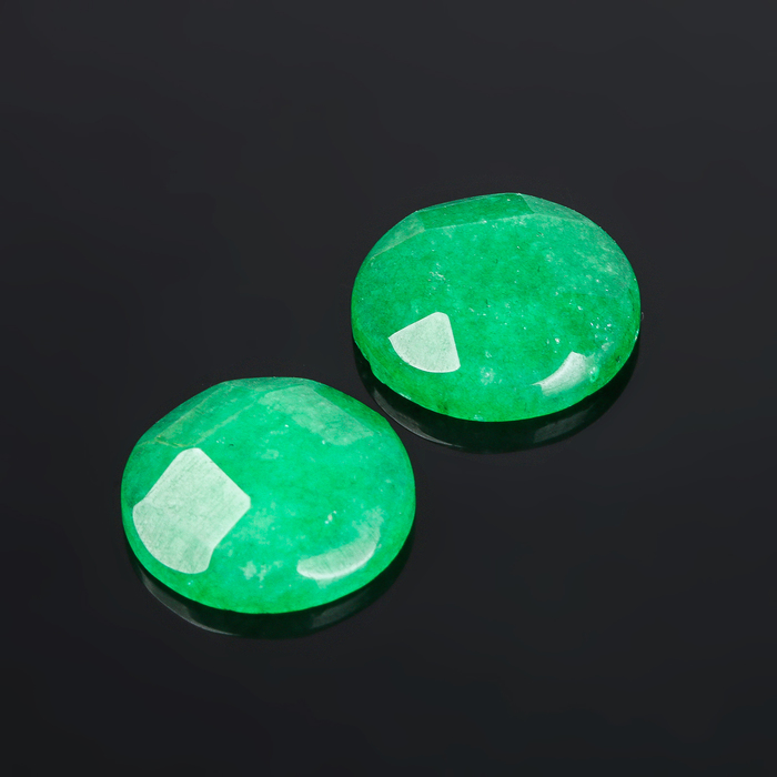 Кабошон "Хризопраз" круг граненый 20мм (набор 2шт)