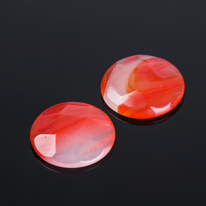 Кабошон "Сердолик" круг граненый 20мм (набор 2шт)