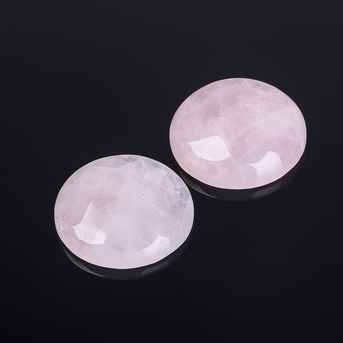 Кабошон "Кварц розовый" круг граненый 20мм (набор 2шт)