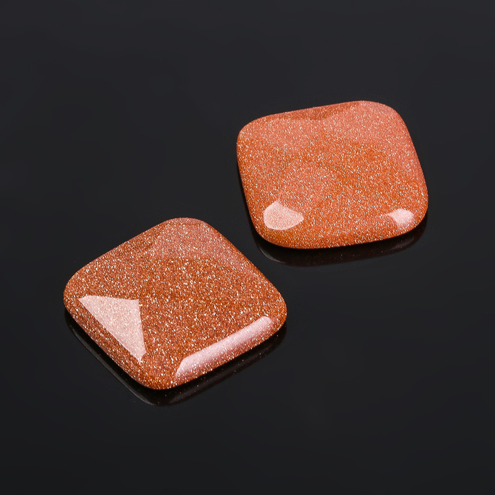 Кабошон "Авантюрин коричневый" квадрат граненый 18*18мм (набор 2шт)