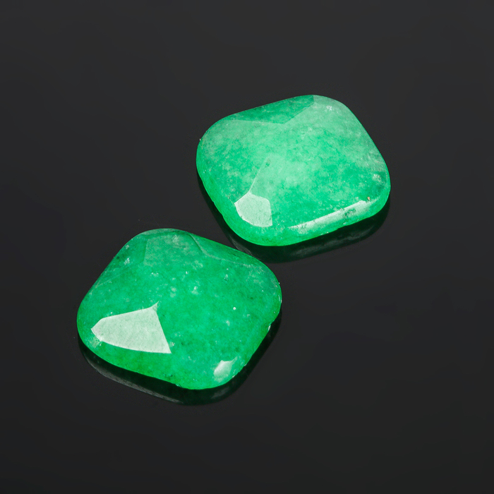 Кабошон "Хризопраз" квадрат граненый 18*18мм (набор 2шт)