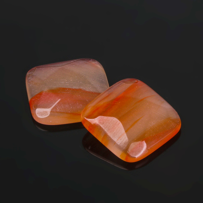 Кабошон "Сердолик" квадрат граненый 18*18мм (набор 2шт)