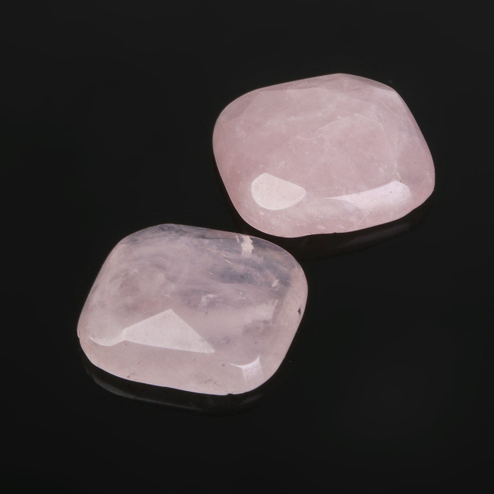 Кабошон "Кварц розовый" квадрат граненый 18*18мм (набор 2шт)