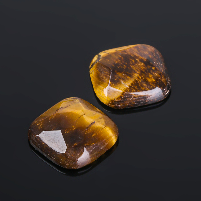 Кабошон "Тигровый глаз" квадрат граненый 18*18мм (набор 2шт)