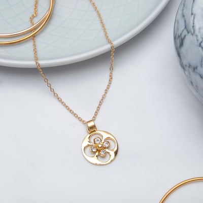 Кулон "Цветок" в рамке, цвет белый в золоте, 45 см