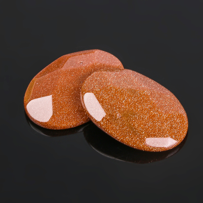 Кабошон "Авантюрин коричневый" овал граненый 18*25мм (набор 2шт)