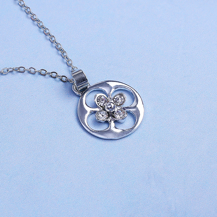 Кулон "Цветок" в рамке, цвет белый в серебре
