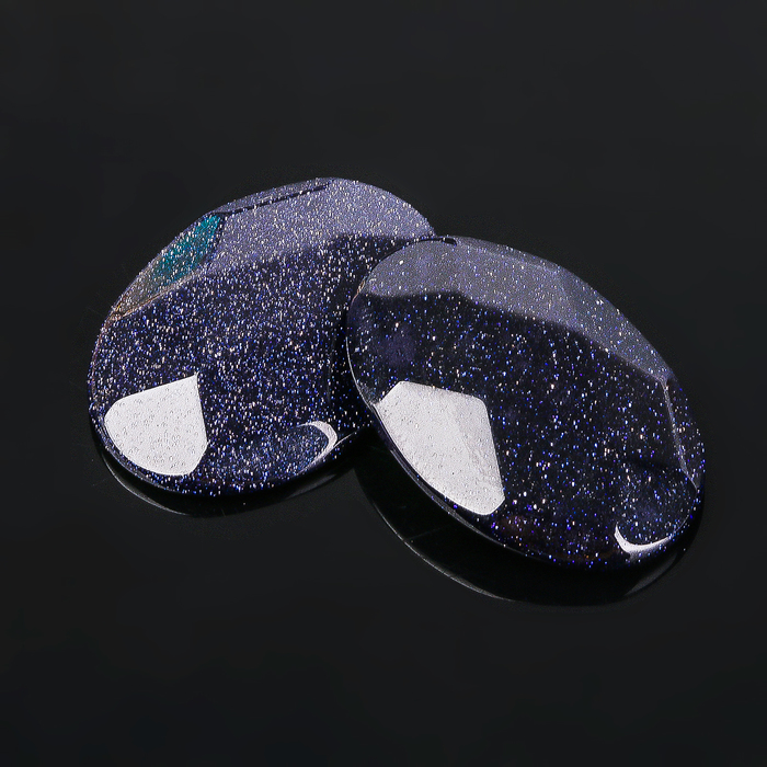 Кабошон "Авантюрин синий" овал граненый 18*25мм (набор 2шт)