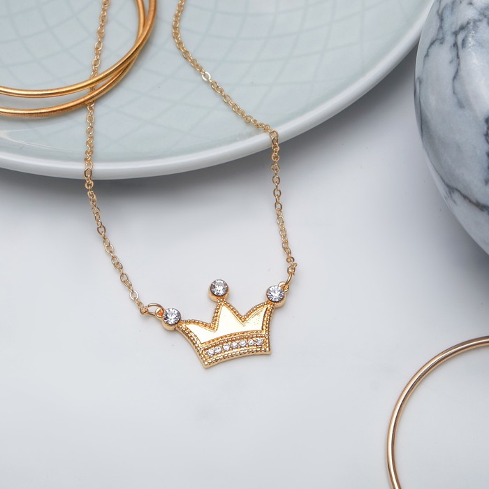 Кулон "Корона" мульти, цвет белый в золоте