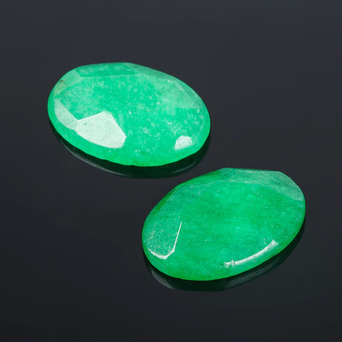 Кабошон "Хризопраз" овал граненый 18*25мм (набор 2шт)