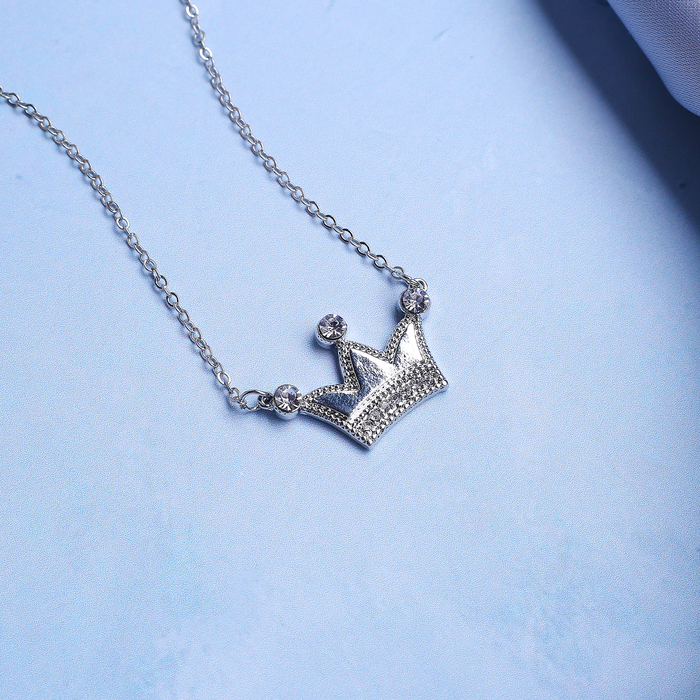 Кулон "Корона" мульти, цвет белый в серебре