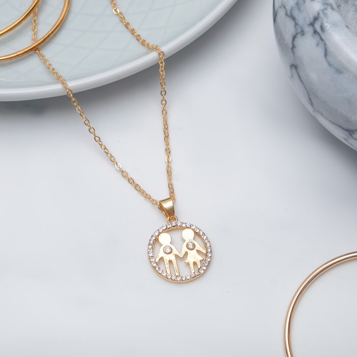 Кулон "Пара" влюблённые, цвет белый в золоте