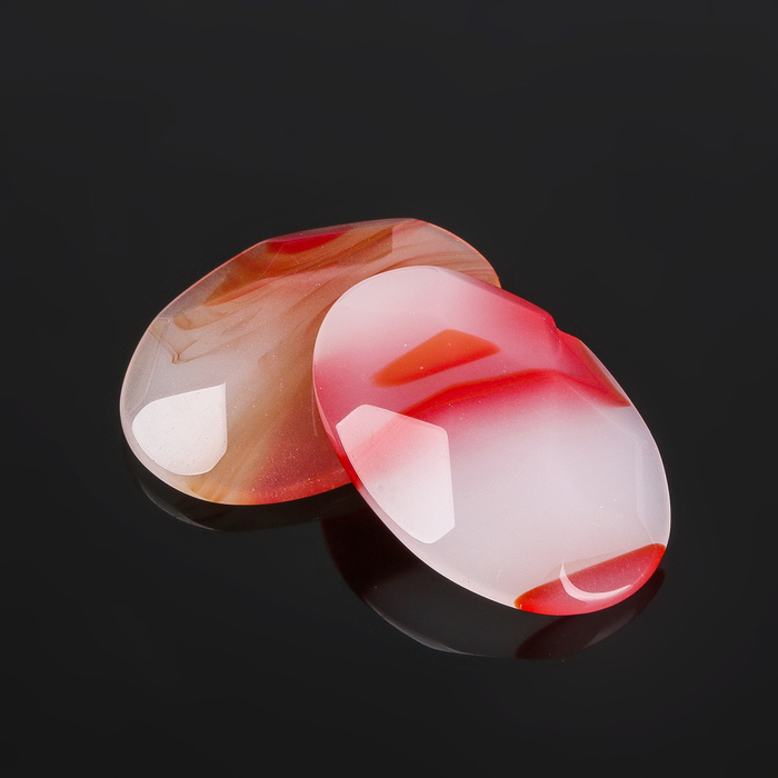 Кабошон "Сердолик" овал граненый 18*25мм (набор 2шт)