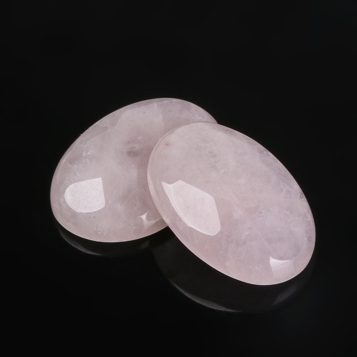 Кабошон "Кварц розовый" овал граненый 18*25мм (набор 2шт)