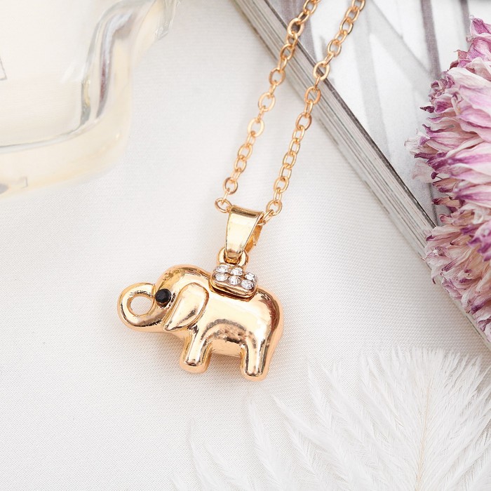 Кулон "Слоник", цвет белый в золоте