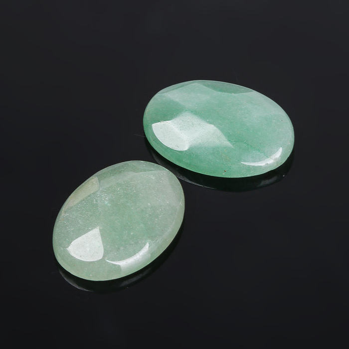 Кабошон "Нефрит" овал граненый 18*25мм (набор 2шт)