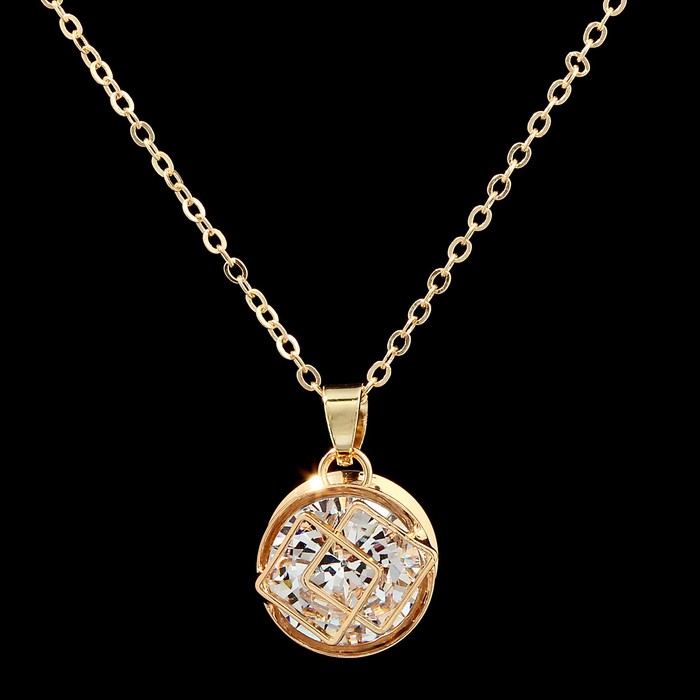 Кулон "Циркон" круг яркий, цвет белый в золоте