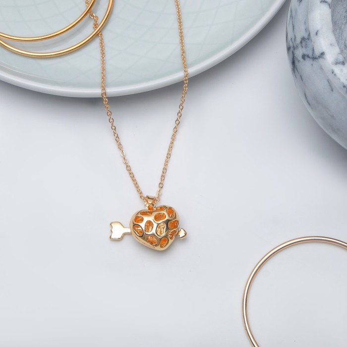 Кулон "Сердце" амура, объёмное, цвет золото