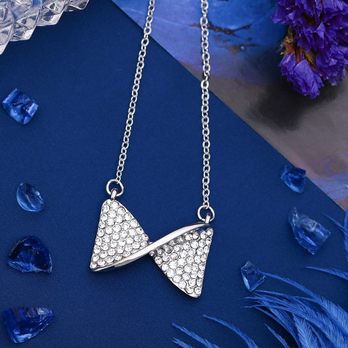 Кулон "Бант", цвет белый в серебре