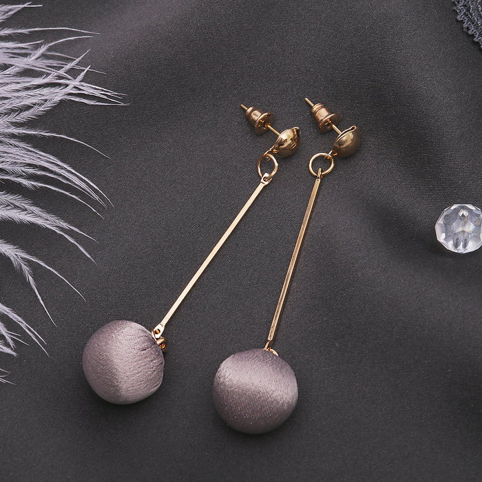 Серьги ассорти "Бусина" нежность нитей, цвет серый в золоте