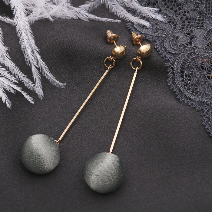 Серьги ассорти "Бусина" нежность нитей, цвет серый в золоте