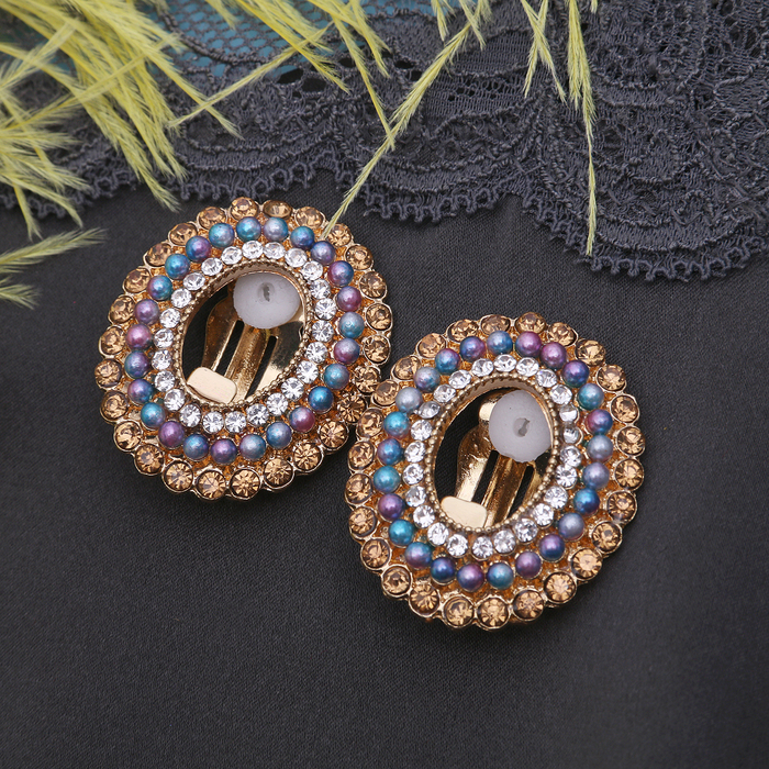 Клипсы "Овал" игра света, цветные в золоте