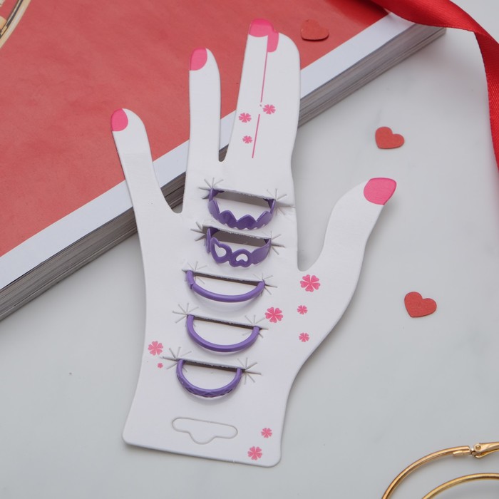 Кольцо на фалангу набор 5 штук "Ассорти", цвет фиолетовый, размер 14,15,16 МИКС