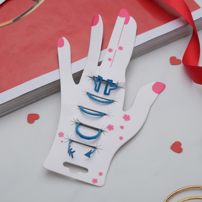 Кольцо на фалангу набор 5 штук "Ассорти", цвет голубой, размер 14,15,16 МИКС