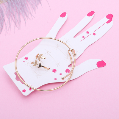 Набор 2 предмета: браслет, кольцо "Мини" веточка, цвет золото, безразмерное