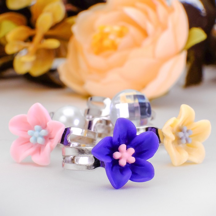 Кольца детские "Ассорти" нарциссы, форма МИКС, цвет МИКС